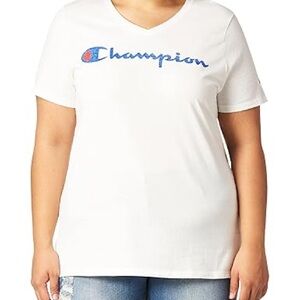 NWT Champion Women's White Tee with Blue Logo women’s size 3XL